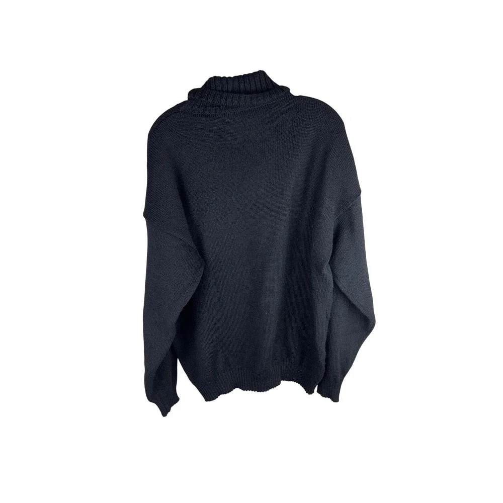 Alpaca Warehouse Black Turtleneck Sweater Alpaca Blend Knit Peru Mens M